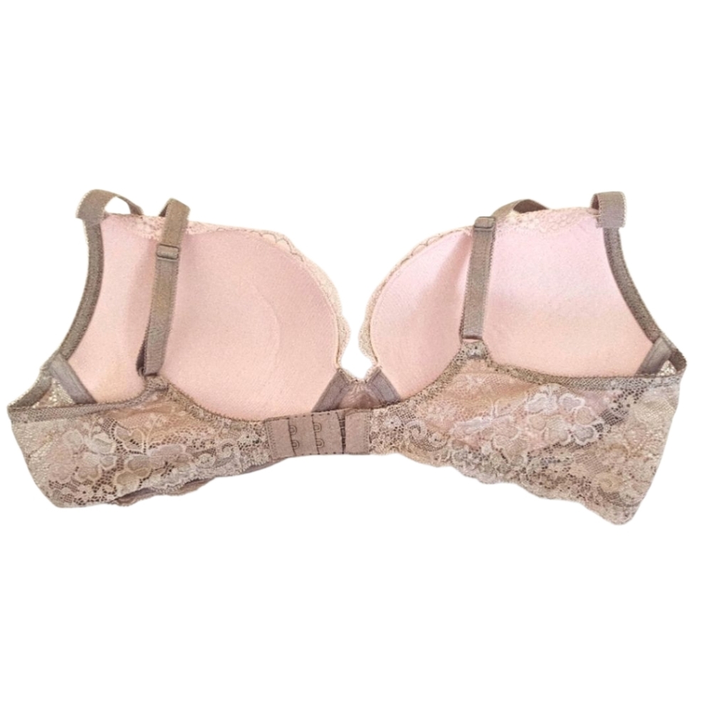 Victoria's Secret Dream Angels Plunge Bra ~ Pink And Nude Lace, Size 38C - Picture 3 of 7